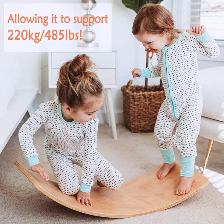 Children Educational Sense Integration Training Seesaw Sports Game Wooden Balance Board Yoga Practice Bending Board, Wood Color, Natural Beech