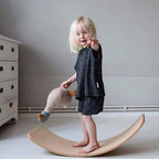 Children Educational Sense Integration Training Seesaw Sports Game Wooden Balance Board Yoga Practice Bending Board, Wood Color, Natural Beech