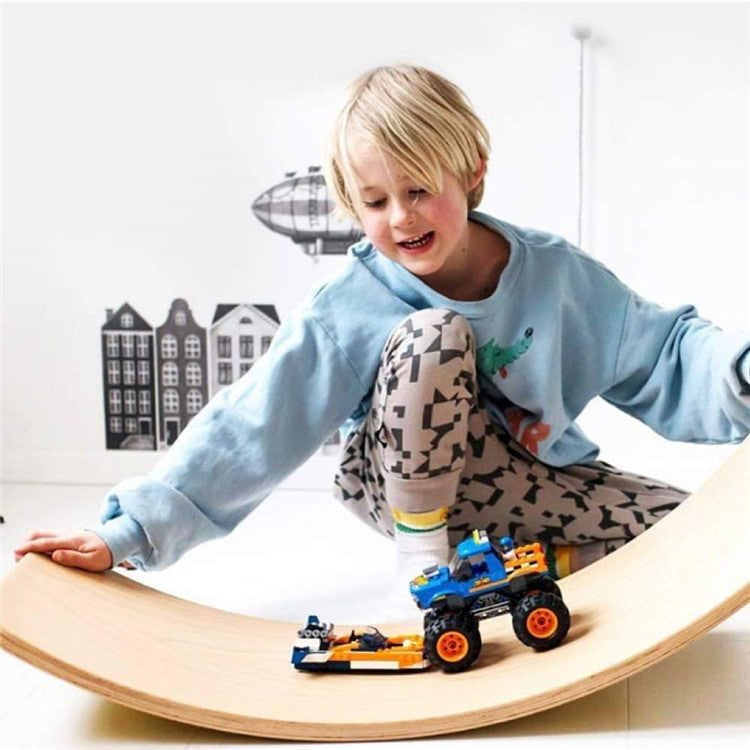Children Educational Sense Integration Training Seesaw Sports Game Wooden Balance Board Yoga Practice Bending Board, Wood Color, Natural Beech