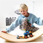 Children Educational Sense Integration Training Seesaw Sports Game Wooden Balance Board Yoga Practice Bending Board, Wood Color, Natural Beech