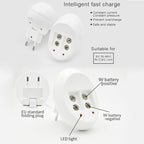 9V L-ion Rechargeable Battery 6F22 9V Lithium Batteries Charger, US Plug, EU Plug