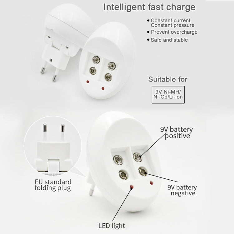 9V L-ion Rechargeable Battery 6F22 9V Lithium Batteries Charger, US Plug, EU Plug