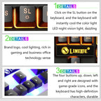 LIMEIDE GTX300 1600DPI 104 Keys USB Rainbow Suspended Backlight Wired Luminous Keyboard and Mouse Set, Cable Length: 1.4m, White, Black