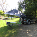 LADUTA Outdoor Self-Driving Tour Barbecue Camping Car Side Tent Car Tail Extension Tent Supplies, Grey Blue, Painted Silver