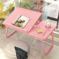 Bed Four-Speed Lifting Table Folding Laptop Desk  Adjustable Dormitory Lazy Table with Cup Holder, 55x32x25cm
