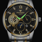 FNGEEN 2166 Men Three-eye Hollow Quartz Watch Student Sports Electronic Watch, Black Steel Black Surface Gold Nails, Between Gold Black Surface, Between Gold Blue Surface, Between Gold White Surface, White Steel White Surface, White Steel Blue Surface ...