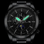 FNGEEN 5800 Men Three Eyes and Six Pins Watch Student Quartz Watch, Black Steel Black Surface, Black Steel White Surface, White Steel Black Surface, White Steel White Surface, Black Leather Black Steel Black Surface                                     ...
