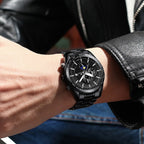FNGEEN 5800 Men Three Eyes and Six Pins Watch Student Quartz Watch, Black Steel Black Surface, Black Steel White Surface, White Steel Black Surface, White Steel White Surface, Black Leather Black Steel Black Surface                                     ...