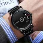 FNGEEN S230 Men Non-Pointer Quartz Watch, Black Steel Black Surface, White Steel Black Surface, White Steel White Surface, Black Mash Black Steel Black, White Mash White Steel White Surface, White Mash White Steel Black Surface