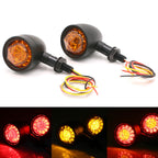 1pair Motorcycle Universal Retro LED Turn Signal Light, Universal Black Shell, Universal Electroplating Shell