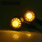 1pair Motorcycle Universal Retro LED Turn Signal Light, Universal Black Shell, Universal Electroplating Shell