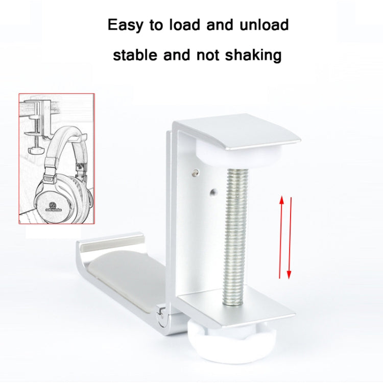 Headphone Bracket Internet Cafe Monitor Earphone Hanger Desktop Earphone Display Stand, Lock Clip Type (Silver)
