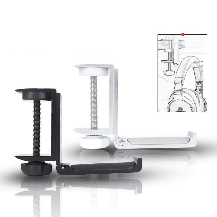 Headphone Bracket Internet Cafe Monitor Earphone Hanger Desktop Earphone Display Stand, Lock Clip Type (Silver)