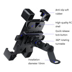 WHEEL UP Bicycle Automatic Bracket Motorcycle Mobile Phone Bicycle Navigation Rack, Upgrade-handlebar, Upgrade-Rearview Mirror