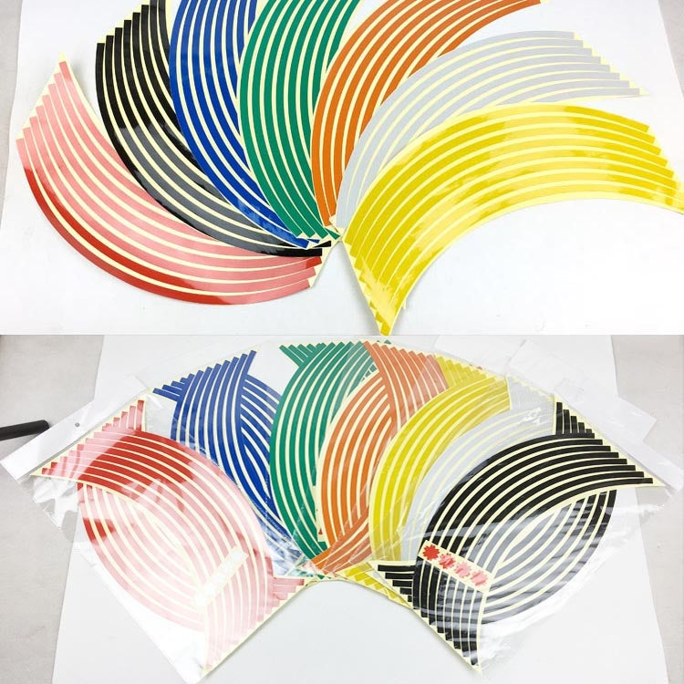 Motorcycle 18inch Wheel Stickers Modified Wheel Reflective Stickers, Blue, Red, Orange, Green, Silver, Black, Yellow