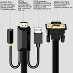 JH HV10 1080P HDMI to VGA Cable Projector TV Box Computer Notebook Industrial Display Adapter Cable, 1m, 2m, 3m, 5m, 10m