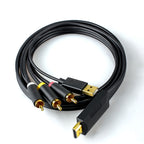 JingHua HDMI-3RCA HDMI To 3RCA Conversion Cable Set-Top TV Projector AV Lotus Converter Cable, 1m, 2m, 3m, 5m
