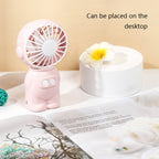 FY040 2 PCS Portable Outdoor USB Handheld Fan Desktop Office Mini Night Light Fan, Pink, Blue, Green