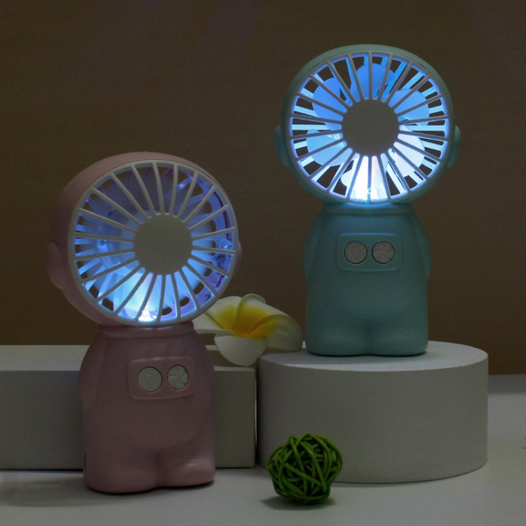 FY040 2 PCS Portable Outdoor USB Handheld Fan Desktop Office Mini Night Light Fan, Pink, Blue, Green