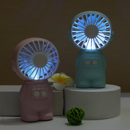 FY040 2 PCS Portable Outdoor USB Handheld Fan Desktop Office Mini Night Light Fan, Pink, Blue, Green