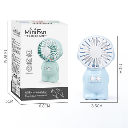 FY040 2 PCS Portable Outdoor USB Handheld Fan Desktop Office Mini Night Light Fan, Pink, Blue, Green