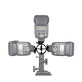 2 PCS Round Field 3 Triple Head Hot Shoe Mount Adapter Flash Holder Bracket Light Stand Holder, Round Triple Heads Bracket
