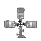 2 PCS Round Field 3 Triple Head Hot Shoe Mount Adapter Flash Holder Bracket Light Stand Holder, Round Triple Heads Bracket