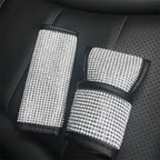 2 PCS Car Diamond-Studded Interior Products Personalized Protective Sleeve, Shoulder Guard, Handbrake Cover, Gear Cover, Parking Space Pull Cover