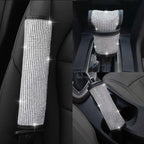 2 PCS Car Diamond-Studded Interior Products Personalized Protective Sleeve, Shoulder Guard, Handbrake Cover, Gear Cover, Parking Space Pull Cover