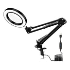 LED Eye Protection Reading Book Light USB Folding Clip Magnifying Glass Electronic Maintenance Light, 5X-S (Black)