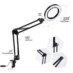 LED Eye Protection Reading Book Light USB Folding Clip Magnifying Glass Electronic Maintenance Light, 5X-S (Black)