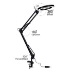 LED Eye Protection Reading Book Light USB Folding Clip Magnifying Glass Electronic Maintenance Light, 5X-S (Black)