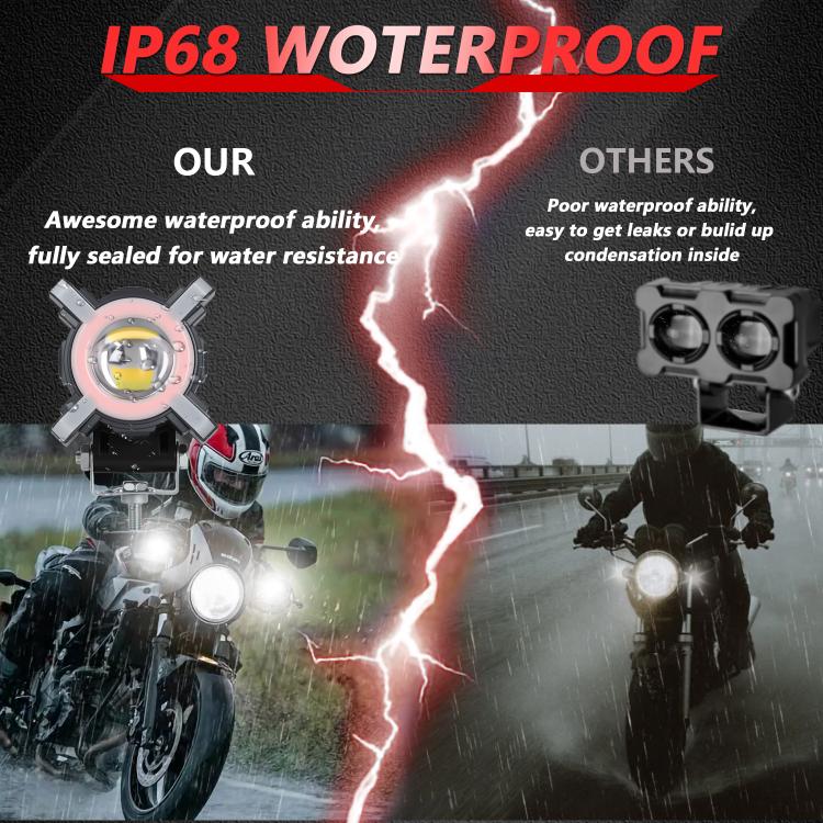 12W Aluminum Alloy Spotlight LED Chip Motorcycle Headlight, X-shaped Colorful Design, Cross-shaped Colorful Design, Little Sun Colorful Design, Windmill Colorful Design