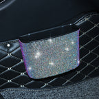 Car-Studded Trash Can Personality Car Hanging Trash Bag Multi-Function Car Storage Box, Colorful Diamonds, White Diamonds