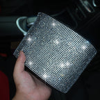 Car-Studded Trash Can Personality Car Hanging Trash Bag Multi-Function Car Storage Box, Colorful Diamonds, White Diamonds