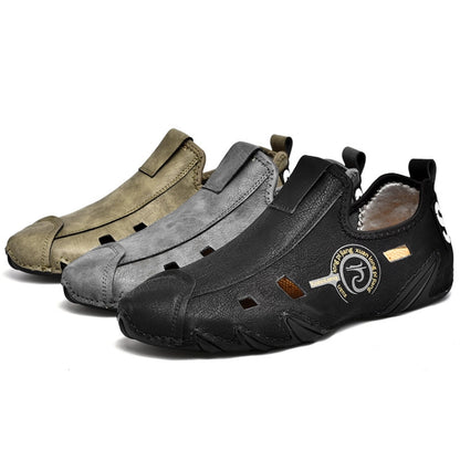 Men Sneakers Large Size Soft Sole Lazy Hollow Leather Shoes All-Match Peas Shoes, 38, 39, 40, 41, 42, 43, 44, 45, 46, 47, 48