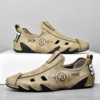 Men Sneakers Large Size Soft Sole Lazy Hollow Leather Shoes All-Match Peas Shoes, 38, 39, 40, 41, 42, 43, 44, 45, 46, 47, 48
