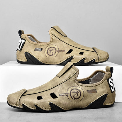Men Sneakers Large Size Soft Sole Lazy Hollow Leather Shoes All-Match Peas Shoes, 38, 39, 40, 41, 42, 43, 44, 45, 46, 47, 48