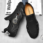 Men Sneakers Large Size Soft Sole Lazy Hollow Leather Shoes All-Match Peas Shoes, 38, 39, 40, 41, 42, 43, 44, 45, 46, 47, 48