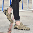 Men Sneakers Large Size Soft Sole Lazy Hollow Leather Shoes All-Match Peas Shoes, 38, 39, 40, 41, 42, 43, 44, 45, 46, 47, 48