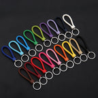 Woven Leather Cord Keychain Car Pendant Leather Key Ring, Baotou With Small Round Piece