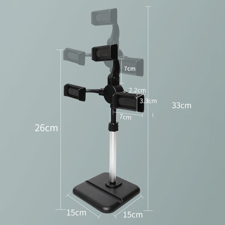 Telescopic Adjustment Live Frame Desktop Tablet Mobile Phone Bracket, Specification:, K06 Three-seat  (Black), K06 Three-seat (White), K07 Three-seat With Fill Light  (Black), K07 Three-seat With Fill Light (White), K05 Flat Plate  (Black Green)       ...