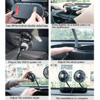 F303 Car USB Fan 12/24V Car Shake Head Fan, F303 (Gold), F303 (Silver)