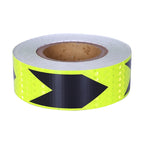 2 PCS Fluorescent Yellow Black Arrow Truck Sign Sticker Corridor Reflective Floor Stickers, 5cm x 20m, 7.5cm x 20m