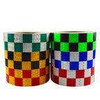 PVC Lattice Reflective Belt Generic Film Traffic Safety Facilities Anti-Collision Warning Stickers, Red White, Blue White, Black Dreen, Red Yellow, Yellow Black, White Green