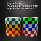 PVC Lattice Reflective Belt Generic Film Traffic Safety Facilities Anti-Collision Warning Stickers, Red White, Blue White, Black Dreen, Red Yellow, Yellow Black, White Green