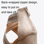 Ladies Summer Slope Heel Sandals Non-Slip Open-Toed Roman Style Shoes, 36, 37, 38, 39, 40, 41, 42