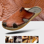 Summer Men Leather Slippers Casual Large Size Flat Beach Shoes, 38, 39, 40, 41, 42, 43, 44, 45, 46, 47, 48