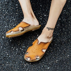 Summer Men Leather Slippers Casual Large Size Flat Beach Shoes, 38, 39, 40, 41, 42, 43, 44, 45, 46, 47, 48