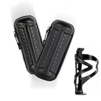 WEST BIKING 1.2L Bicycle EVA Hard Shell Water Bottle Bag With Bottle Cage, Rack+A Black Bag, Rack+B Frosted Black